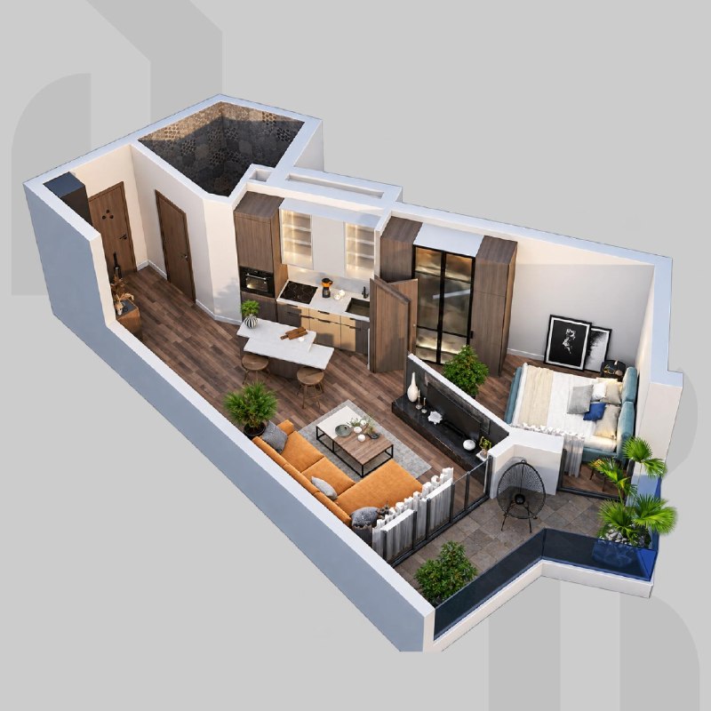 Продаётся 1-bedroom в Bagrationi Residence с видом на горы и белым каркасом — фото 2